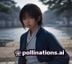 法国文艺爱情片封面，塞纳河畔咖啡馆与恋人对望，暖橙色调浪漫感